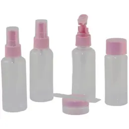 5-Piece Refillable Travel Bottle Set Pink Display Image